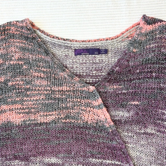 PrAna Vignette V-neck Knit Sweater Asymmetrical Purple Tart - Picture 7 of 13